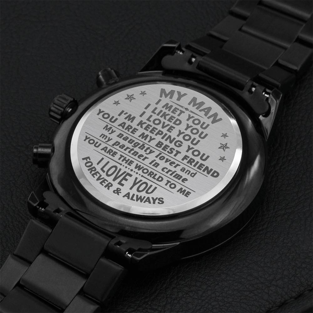 Gift For Your Man - Keeping You - Watch Engraving Chronograph Watch