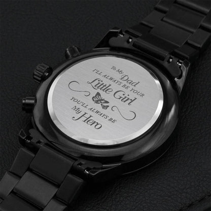You'll Always Be My Hero Father's Day Gift Customize Engraved Watch Engraving Chronograph Watch