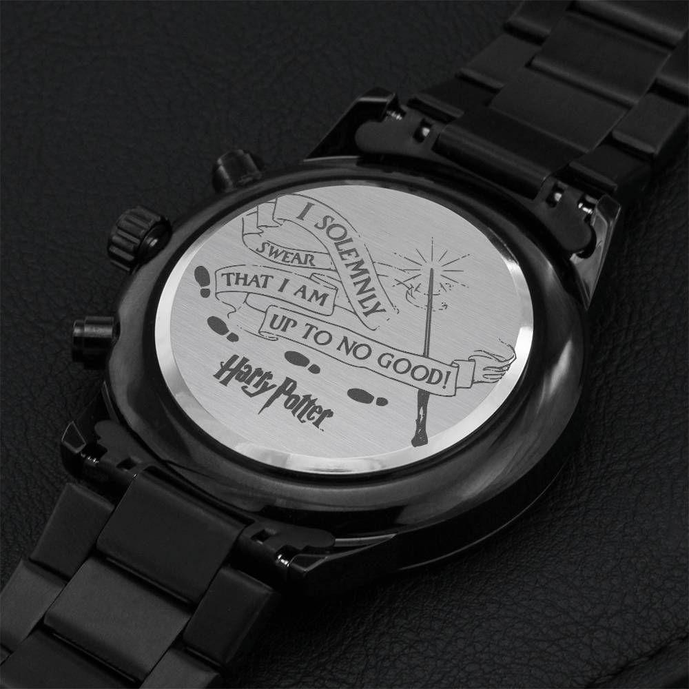 To Potterheads Friend Husband Boyfriend Motherdaughter Son. I Solemnly Swear That I'm Upto No Good. Harry Potter Lover. Engraving Chronograph Watch
