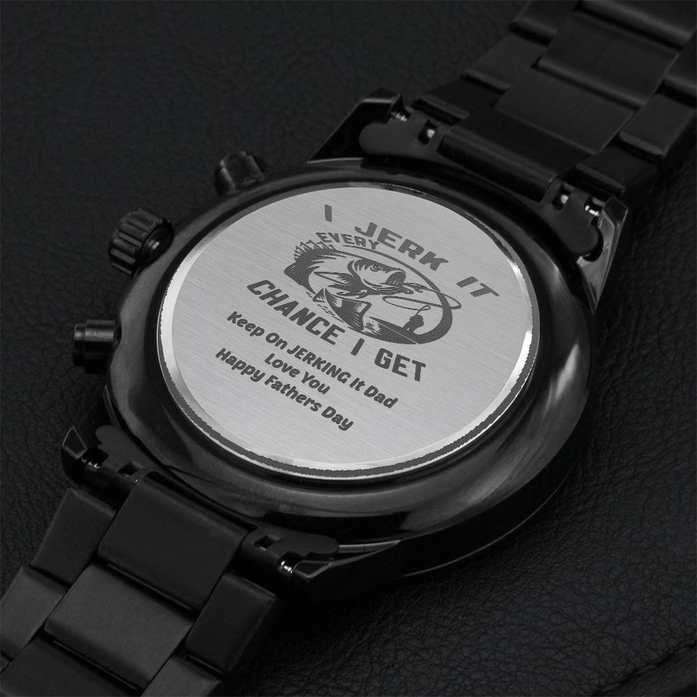 Fathers Day Gift Engraved Design Black Chronograph Watch Engraving Chronograph Watch