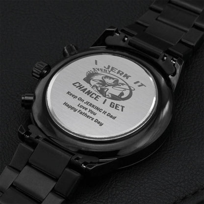 Fathers Day Gift Engraved Design Black Chronograph Watch Engraving Chronograph Watch