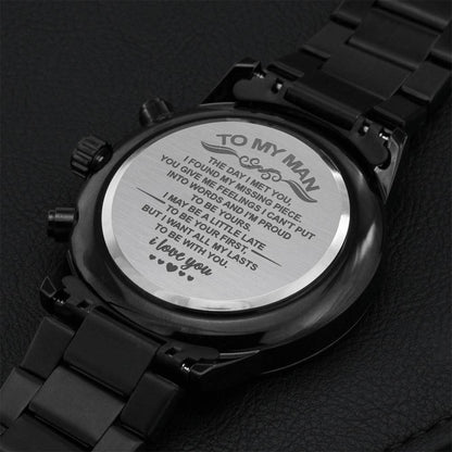To My Man - I Love You Message 01 Engraving Chronograph Watch
