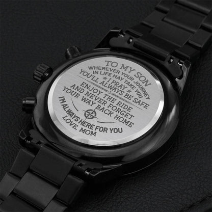 To My Son Love From Mom Engraved Watch Engraving Chronograph Watch