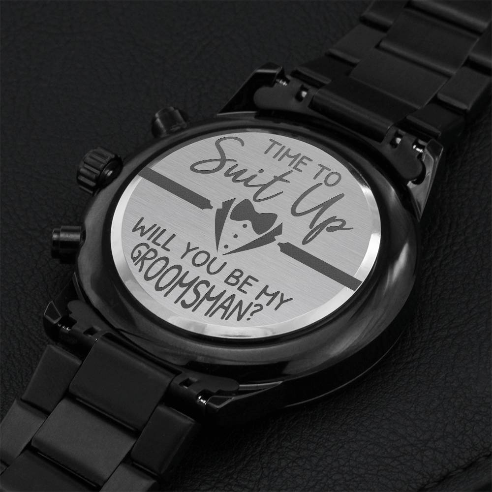 Time To Suit Up Engraving Chronograph Watch