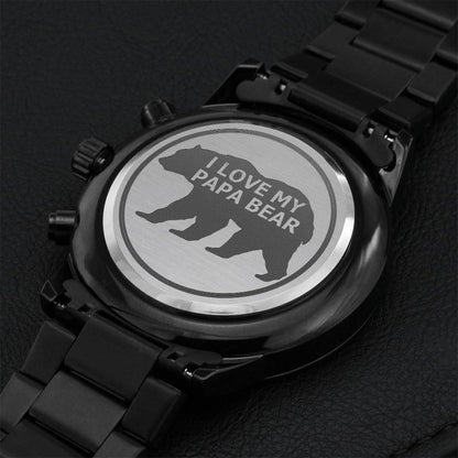 Love My Papa Bear Engraved Watch Engraving Chronograph Watch