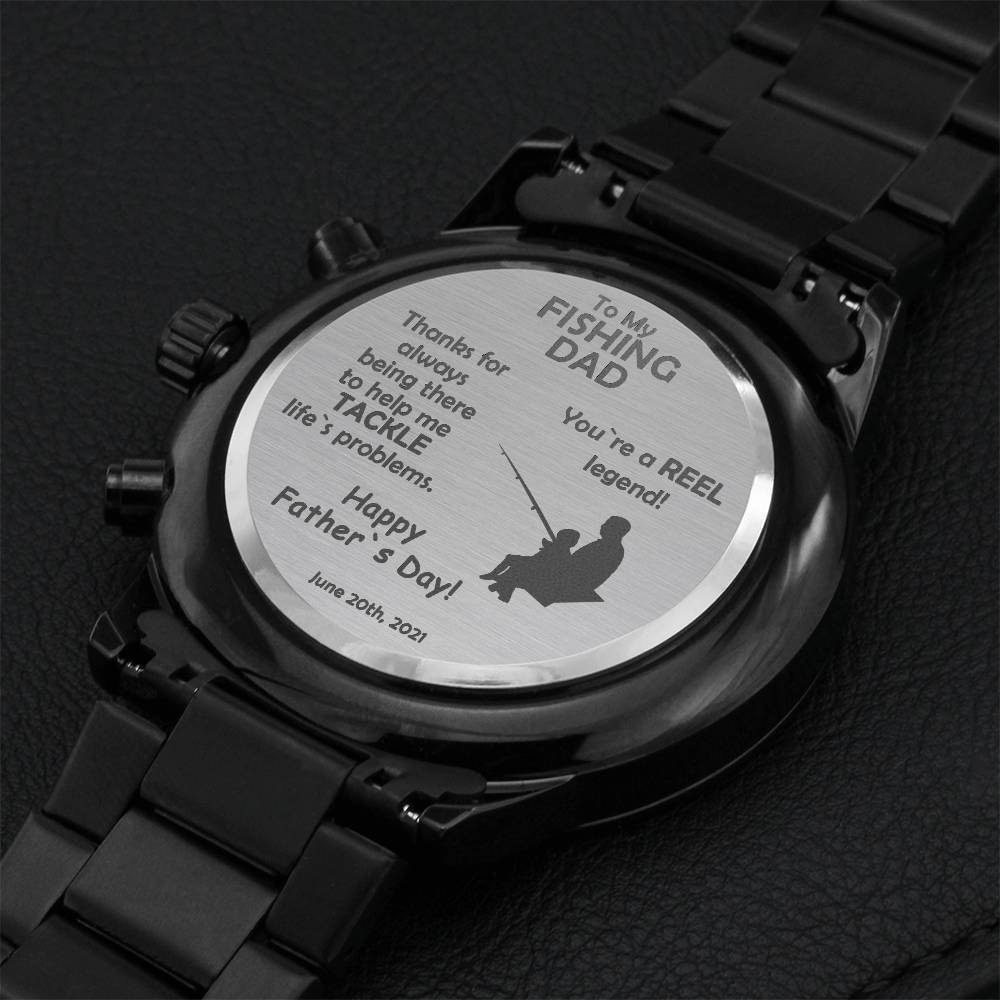 To My Fishing Dad Chronograph Watch Engraving Chronograph Watch