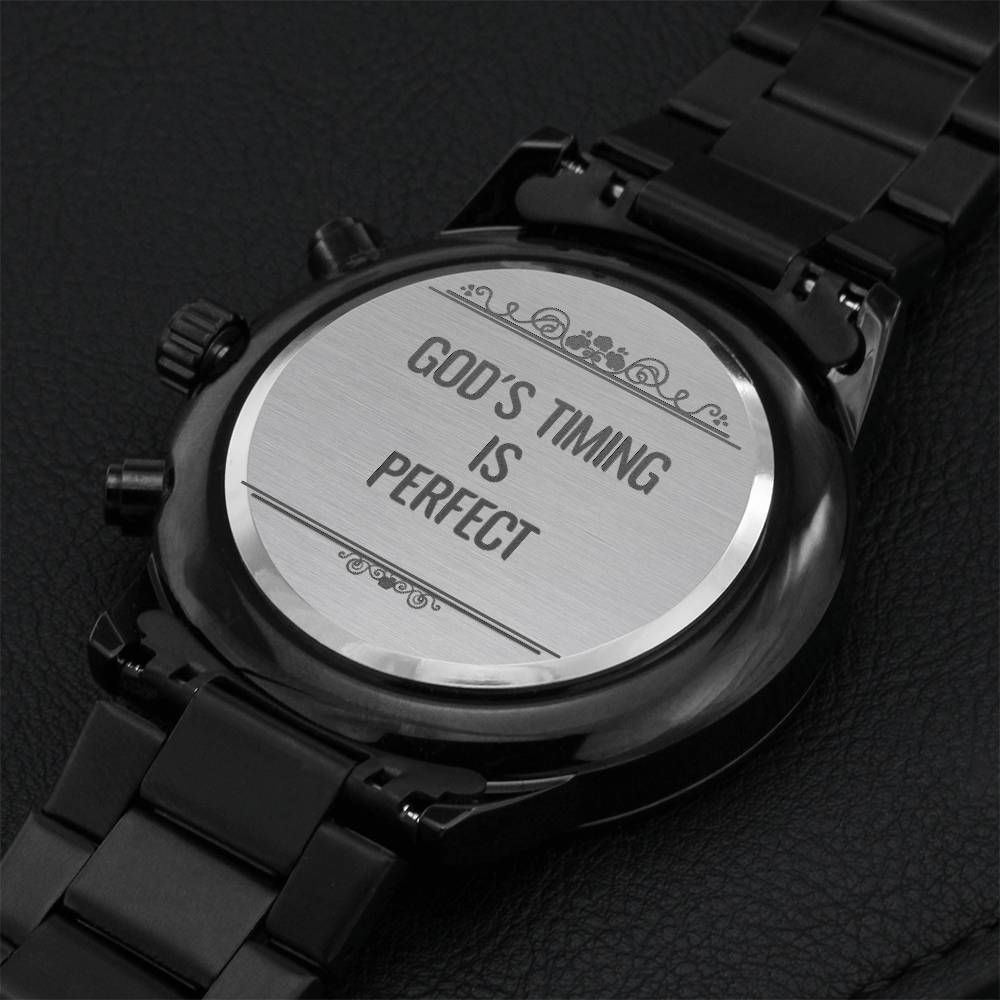 God's Timing Is Perfect - Black Chronograph Watch Engraving Chronograph Watch