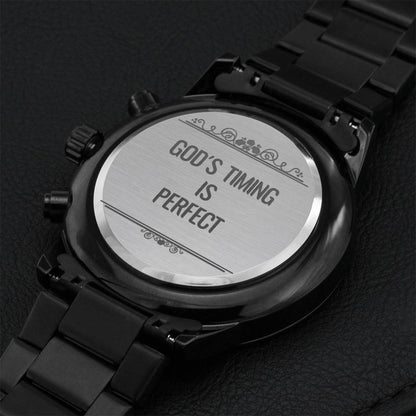 God's Timing Is Perfect - Black Chronograph Watch Engraving Chronograph Watch