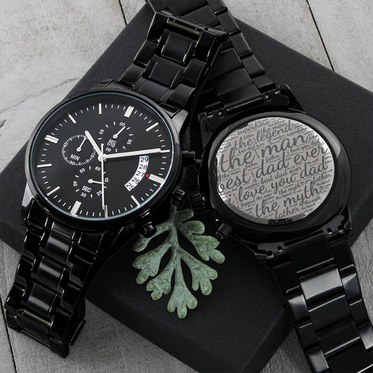 Best Dad Ever Premium Chronograph Watch For Men Perfect Father's Day Gift For Dad Engraving Chronograph Watch