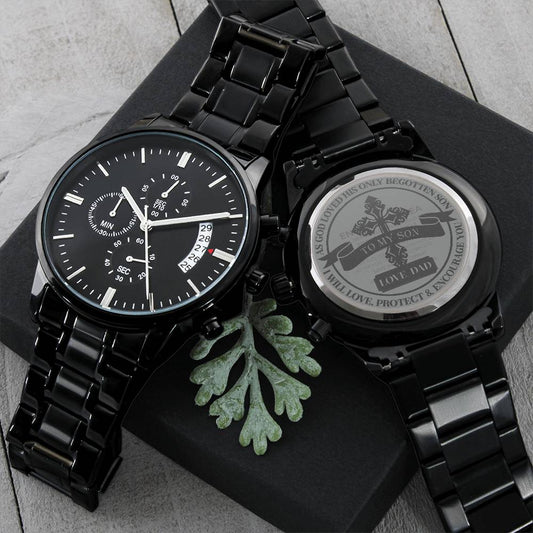 To My Son - I Will Love Protect And Encourage You Engraving Chronograph Watch