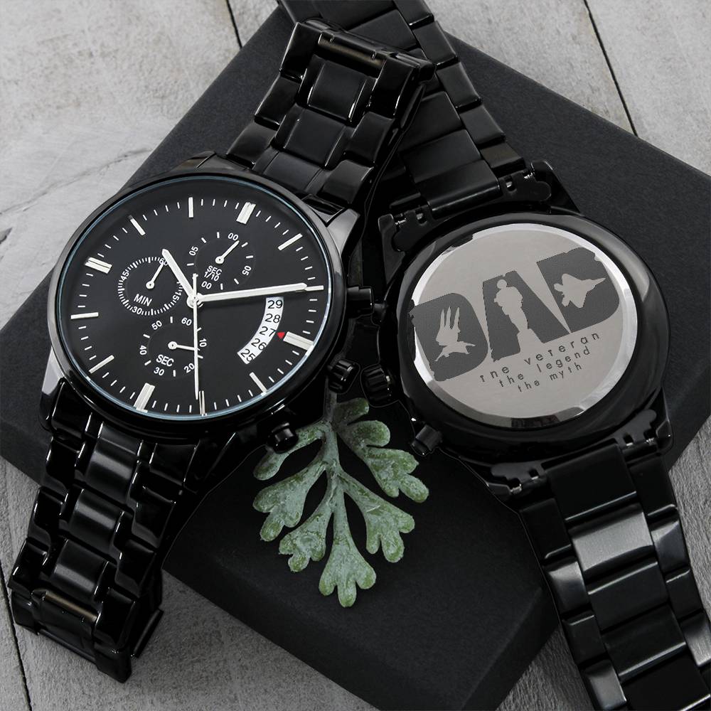 Veteran Collection - Veteran Dad Christmas Anniversary Gift Birthday Gift Chronograph Watch Engraving Chronograph Watch