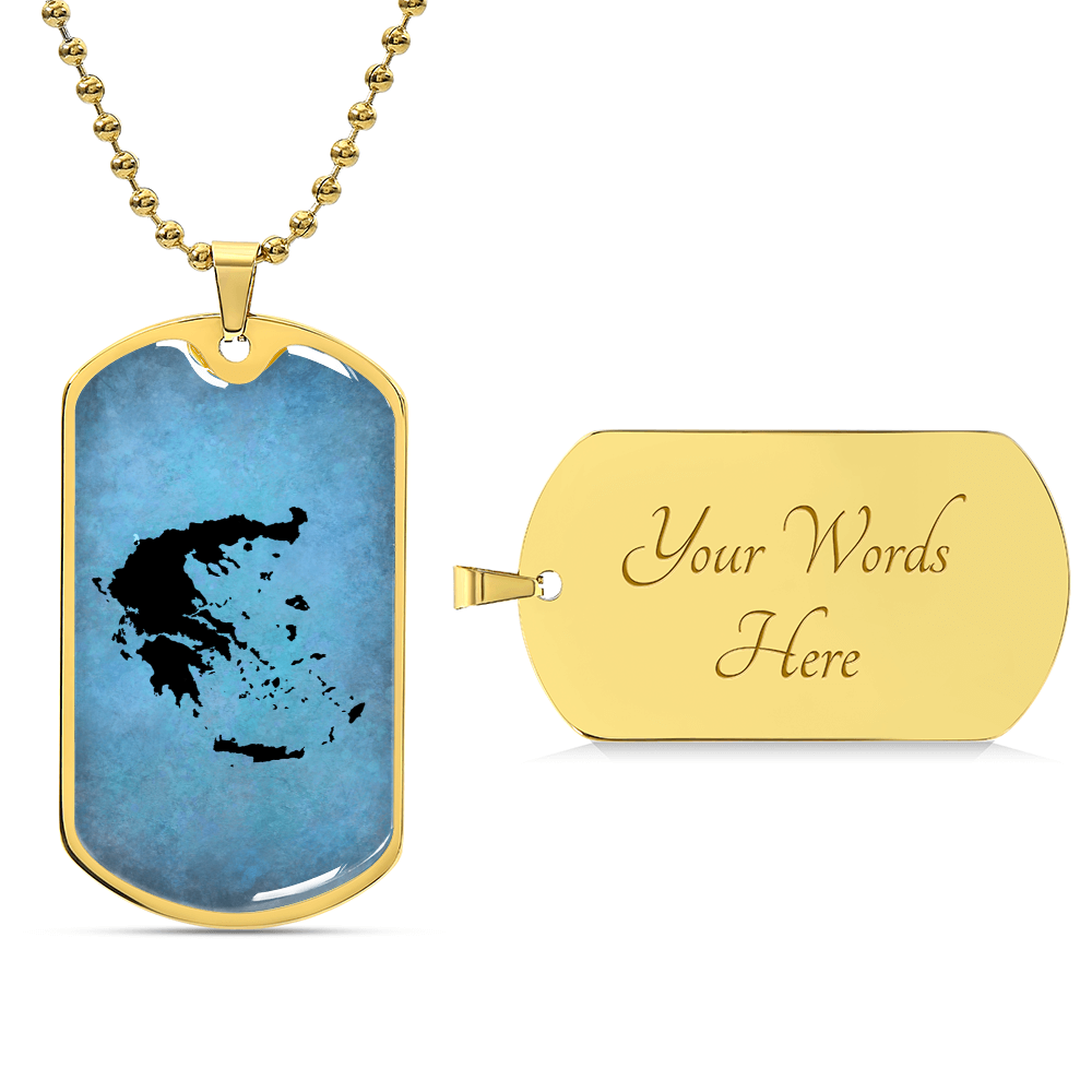 Greece Dog Tag Necklace - Army Tag Necklace, Dog Tag Necklace