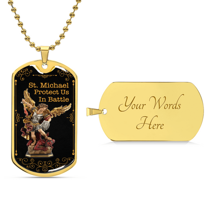 Police Officer St.Michael Protection Dogtag - Army Tag Necklace, Dog Tag Necklace