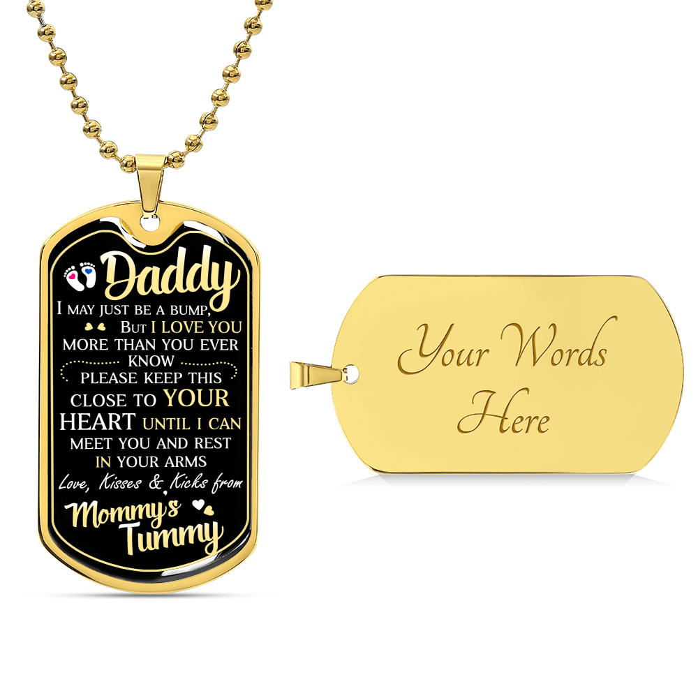 Daddy's Gift From Mommy's Tummy - Father's Day Gift - Daddy Gift From Unborn - Dog Tag Necklace For New Dad - Bump Gifts - Army Tag Necklace, Dog Tag Necklace