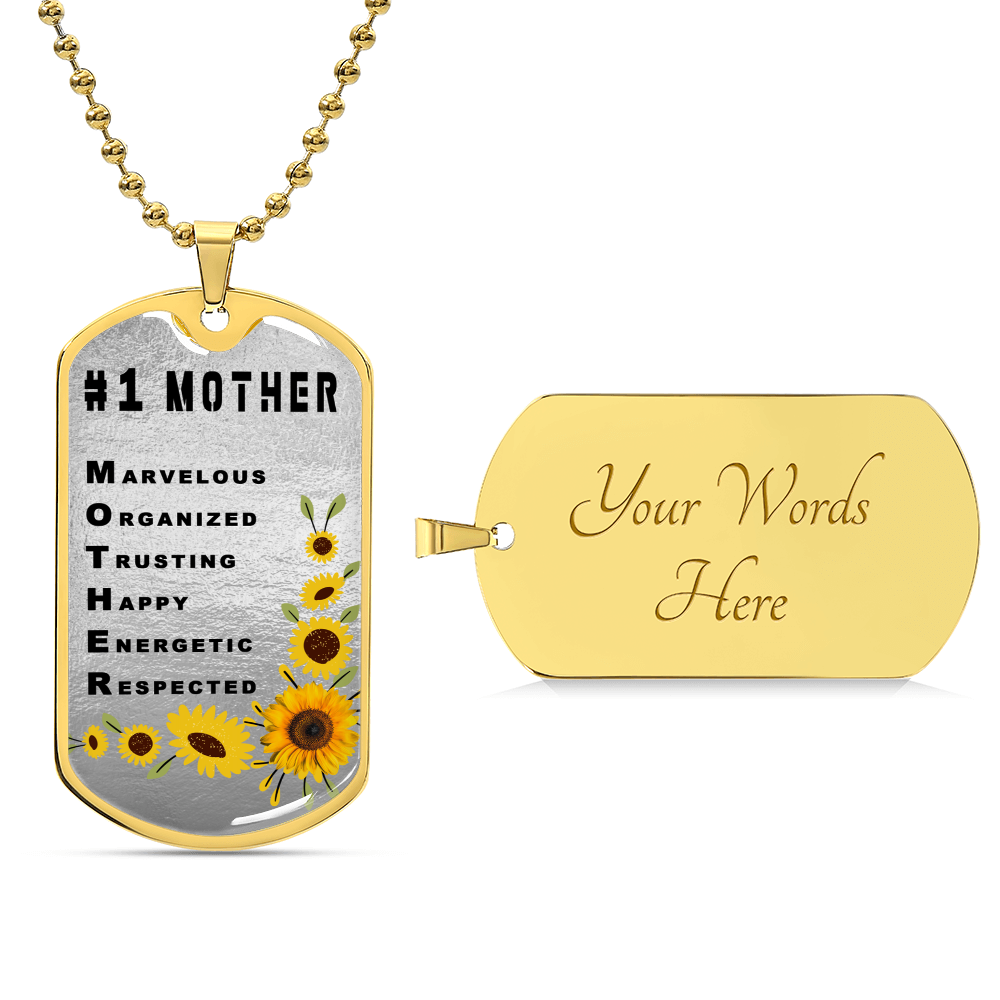 #1 Mother Personalized Dogtag Necklace Silver Mothers Day Gift - Army Tag Necklace, Dog Tag Necklace