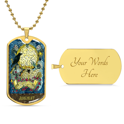 Tarot Card Necklace. Silver Or Gold. For Wiccans, Astrology, Zodiac, Spiritual, Best Friend. Boho. Judgement Card - Army Tag Necklace, Dog Tag Necklace