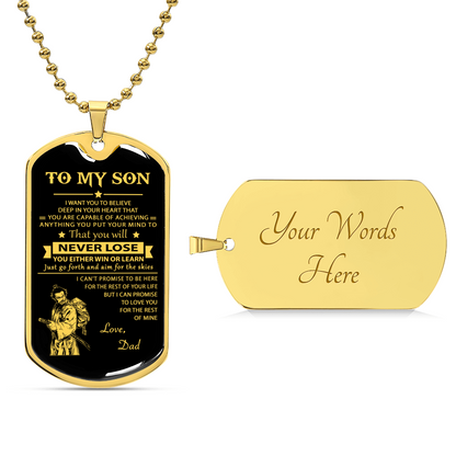 Samurai Dog Tag Dad To Son Never Lose - Army Tag Necklace, Dog Tag Necklace