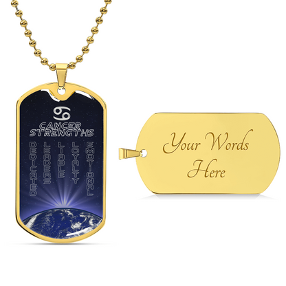Cancer Ball Chain Dog Tag Necklace - Army Tag Necklace, Dog Tag Necklace