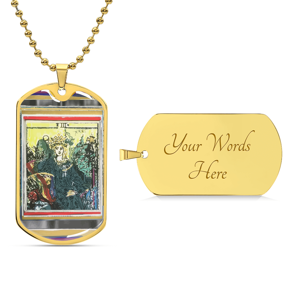 Tarot Card Empress Pendant Necklace _Gift For Tarot Lovers - Army Tag Necklace, Dog Tag Necklace