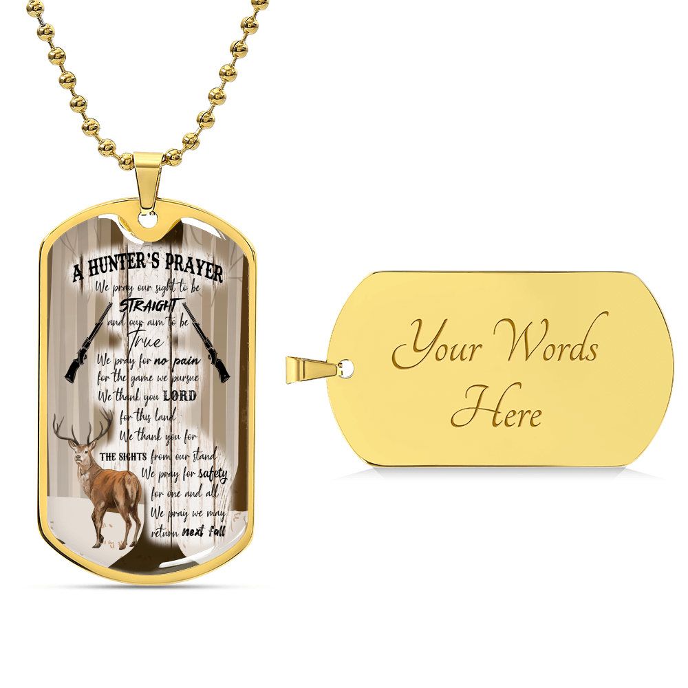 A Hunter's Prayer Dog Tag Pendant - Army Tag Necklace, Dog Tag Necklace