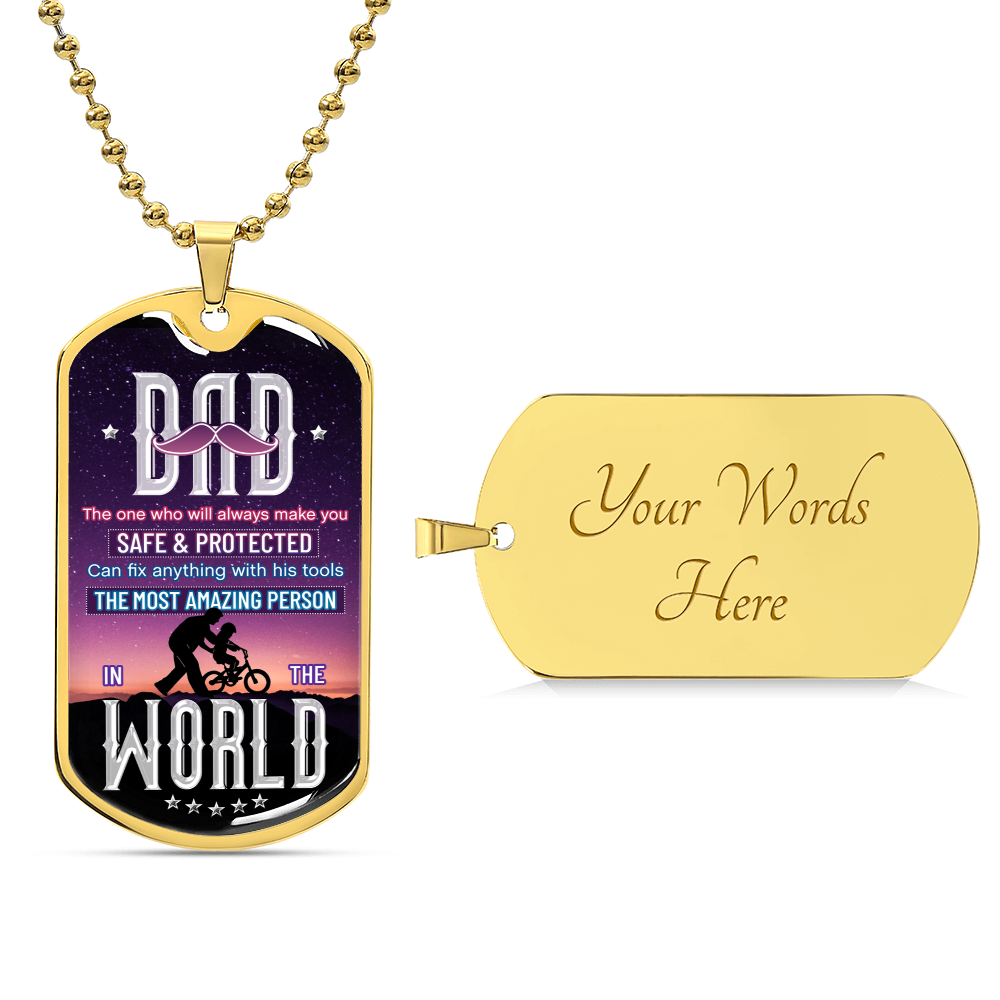 Dad Chain, Gift For Dad, Love Daddy Dog Tag Necklace, Handstamped Fathers Day Gift From Son - Army Tag Necklace, Dog Tag Necklace