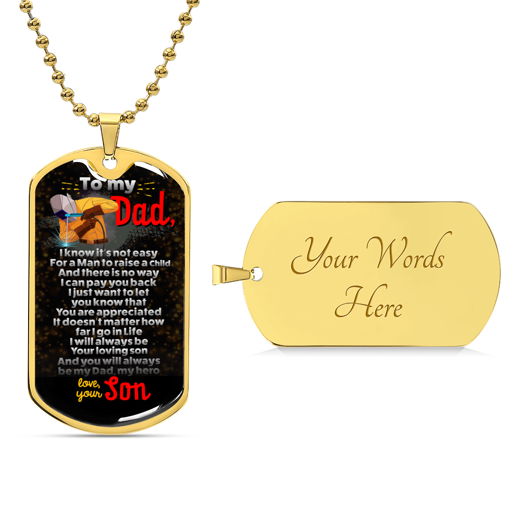 To My Dad Necklace, Love You My Whole Life, Dad Gift, Dad Birthday Gift, Daughter To Dad Gift, Present For Dad - Army Tag Necklace, Dog Tag Necklace
