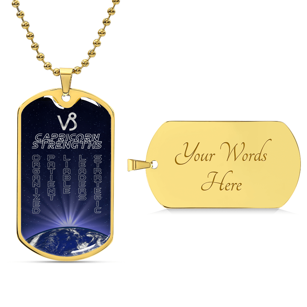 Capricorn Dog Tag Ball Chain Necklace - Army Tag Necklace, Dog Tag Necklace