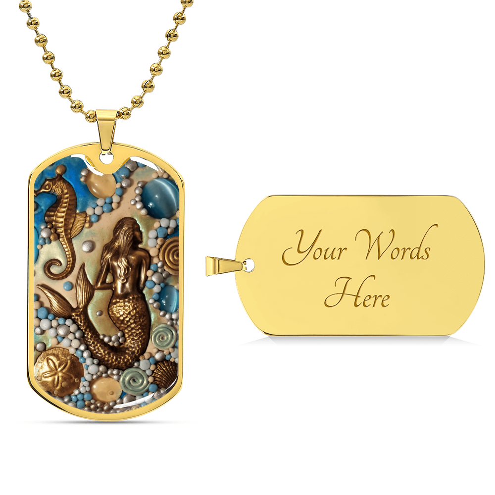 Mermaid Mythology Pendant Bangle - Army Tag Necklace, Dog Tag Necklace