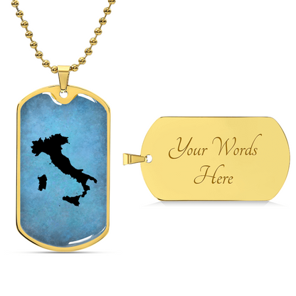 Italy Dog Tag Necklace - Army Tag Necklace, Dog Tag Necklace