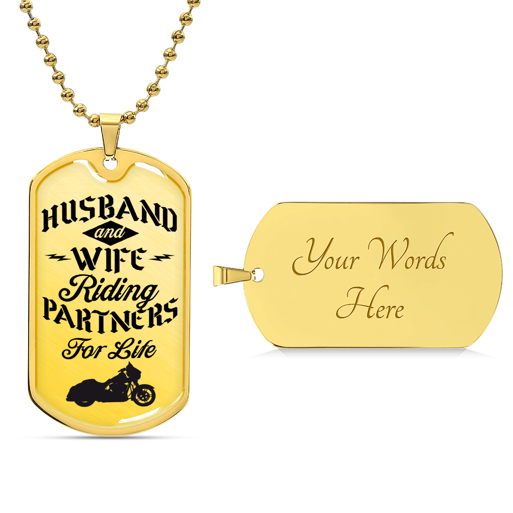 His And Her's Riding Partners For Life Dog Tags - Army Tag Necklace, Dog Tag Necklace