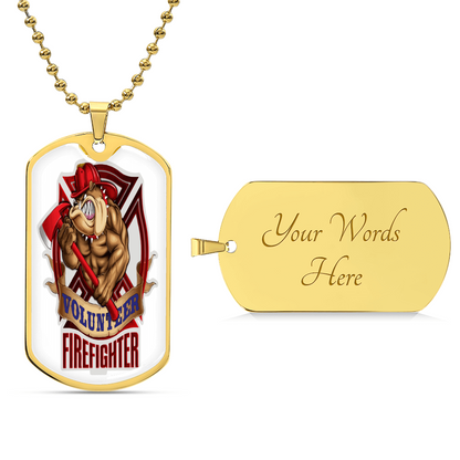 Best Gift For Firefighter Who Is A Pitbull Lover - Army Tag Necklace, Dog Tag Necklace