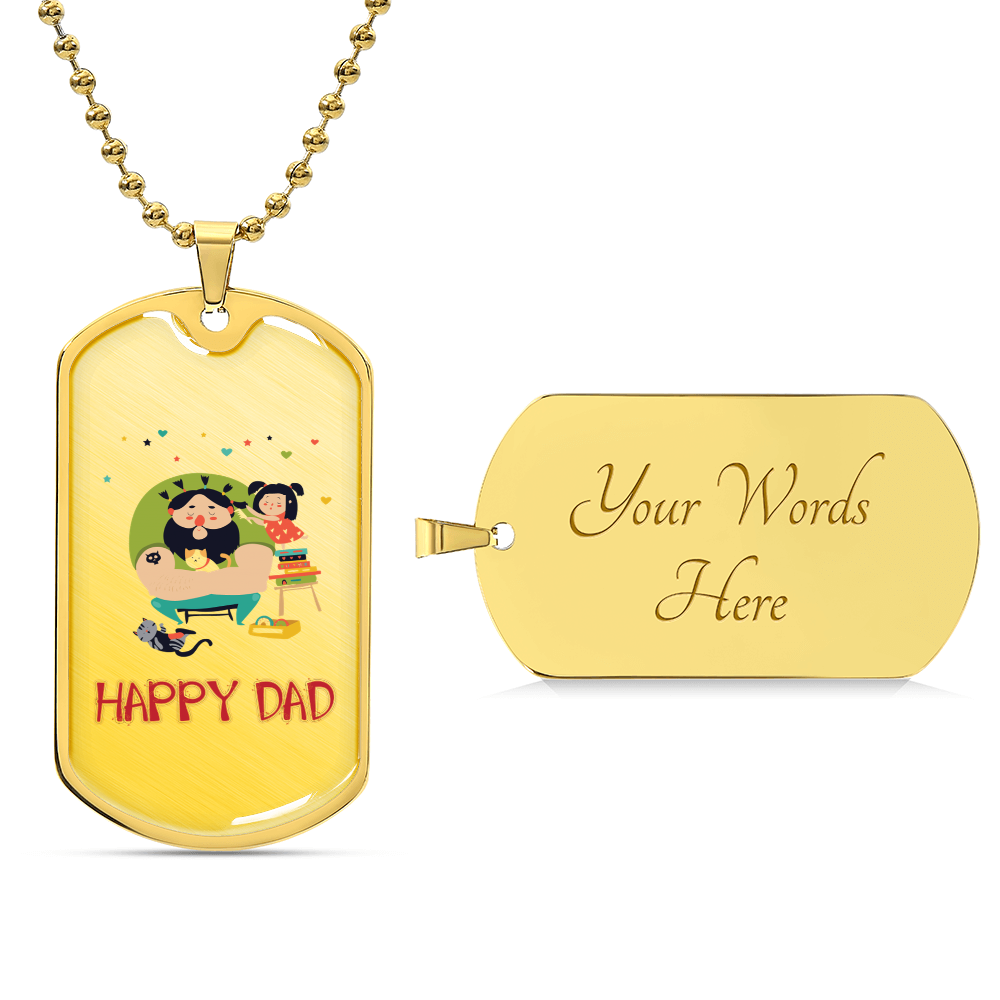 Happy Dad - Army Tag Necklace, Dog Tag Necklace
