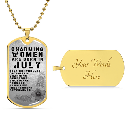 Charming Women Are Born In July Luxury Necklace With Dog Tag Silver - Army Tag Necklace, Dog Tag Necklace