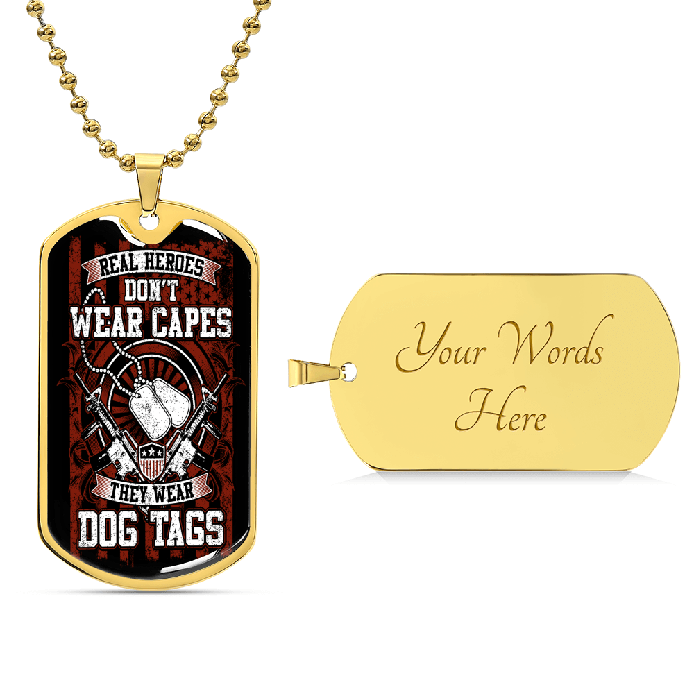 Real Heroes Don't Wear Capes Fathers Day Friendship Day Gift Veteran Independence Day Memorial Day Dad Brother Gift Ideas - Army Tag Necklace, Dog Tag Necklace