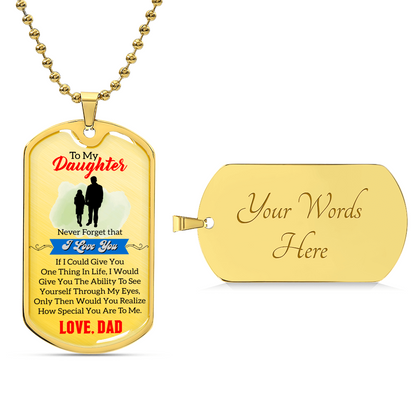 Gift For Daughter - Gift For Her - Daughter Birthday - Gift From Mom - Mother Daughter Gift - Birthday Necklace - Army Tag Necklace, Dog Tag Necklace