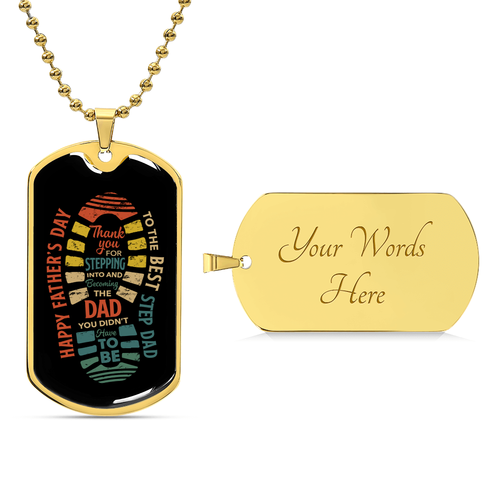 Personalized Gift For Step Dad For Dad Gift For Father's Day - Dog Tag Pendant With Military Ball Chain - Army Tag Necklace, Dog Tag Necklace
