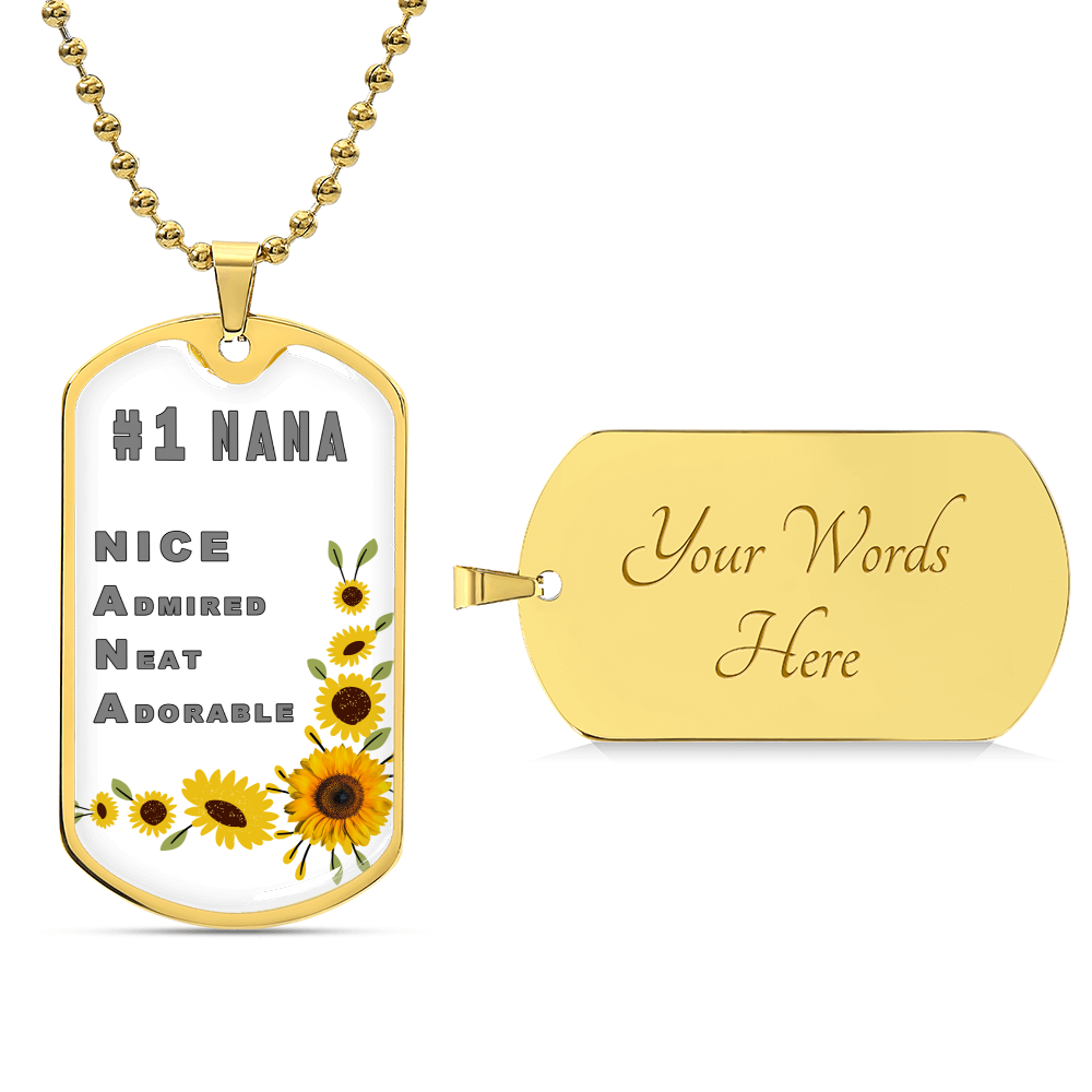 #1 Nana Personalized Dogtag Necklace White Mothers Day Gift - Army Tag Necklace, Dog Tag Necklace