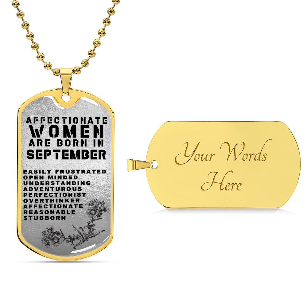 Affectionate Women Are Born In September Luxury Necklace With Dog Tag Silver - Army Tag Necklace, Dog Tag Necklace