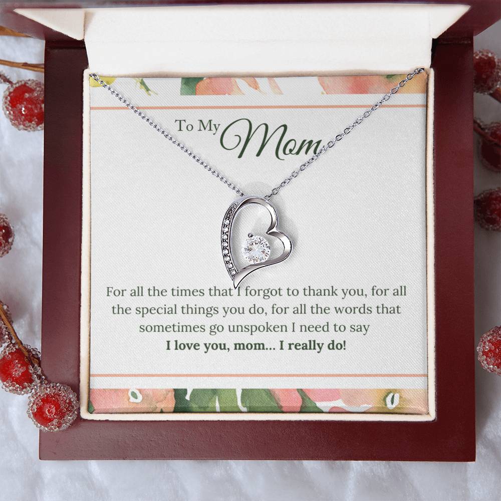 To My Mom Message Card Design And Necklace Forever Love Necklace