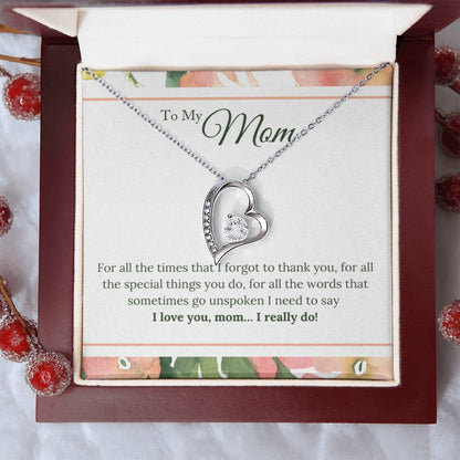 To My Mom Message Card Design And Necklace Forever Love Necklace
