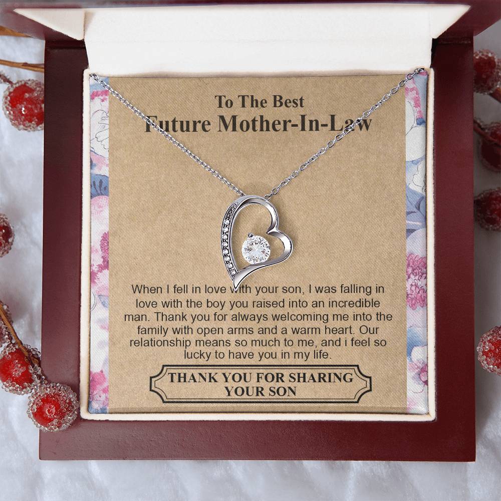 To The Best Future Motherinlaw Thank You For Always Welcoming Me Into The Family With Open Arms And A Warm Heart Wedding Necklace Mothers Day Forever Love Necklace