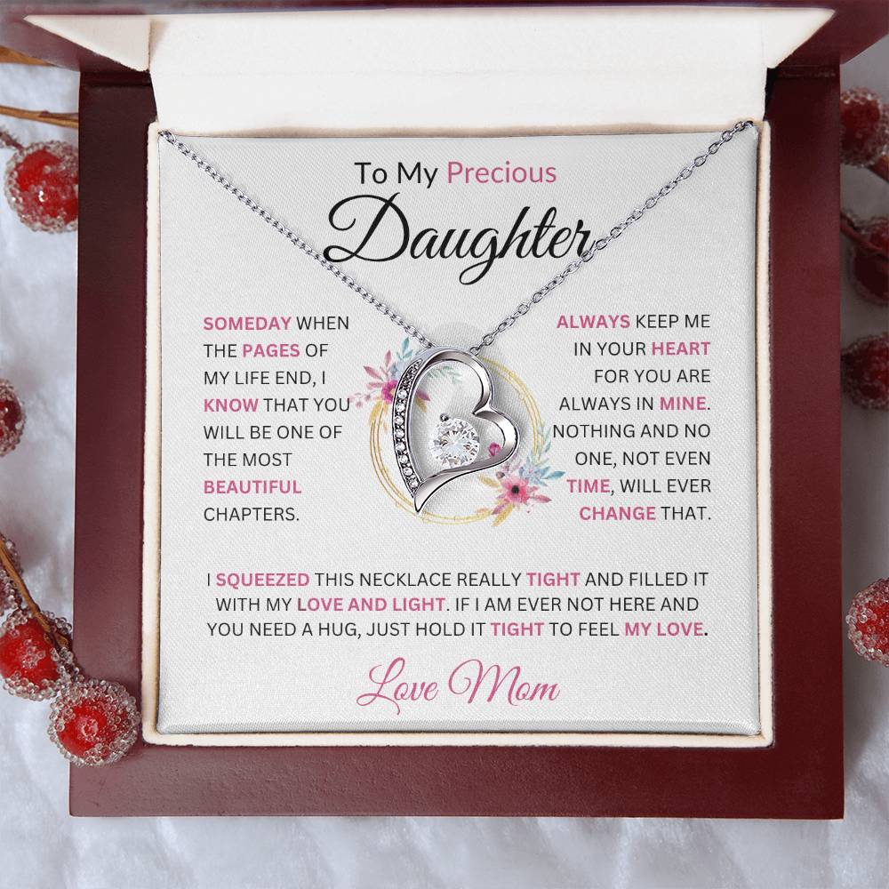 To My Precious Daughter  Someday When The Pages Love Mom Necklace Forever Love Necklace