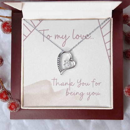 To My Love.. Forever Love Necklace 14K White Gold Or 18K Yellow Gold Forever Love Necklace