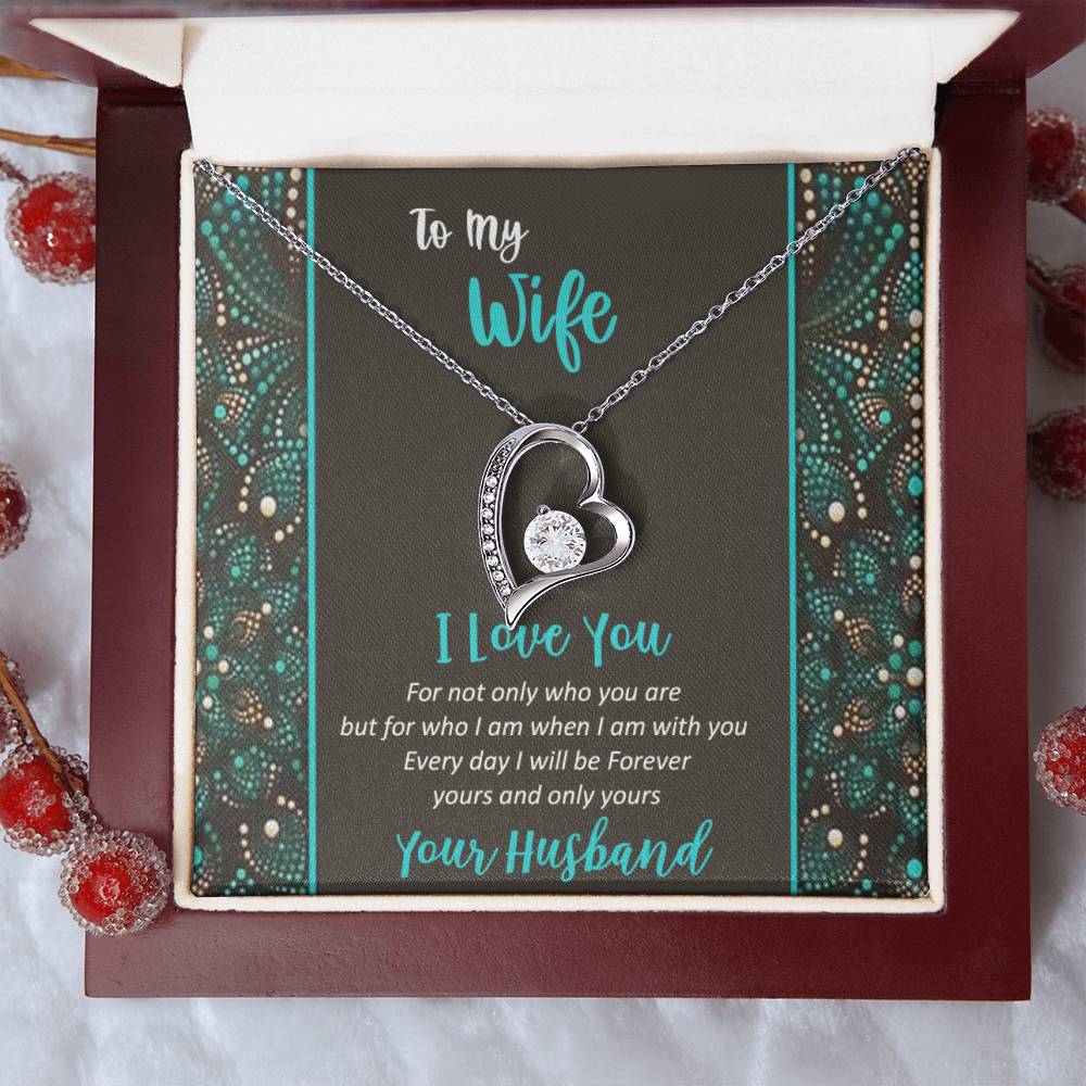 To My Wife - I Love You - 925 Sterling Silver Pendant Forever Love Necklace