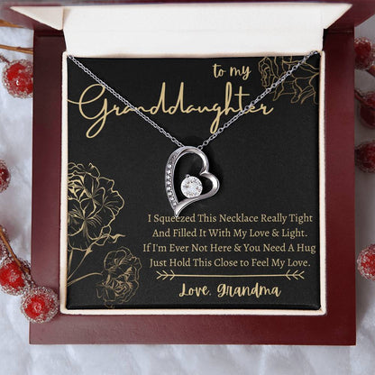 To My Granddaughter - Heart Necklace - Squeeze This Necklace - Love Grandma Forever Love Necklace
