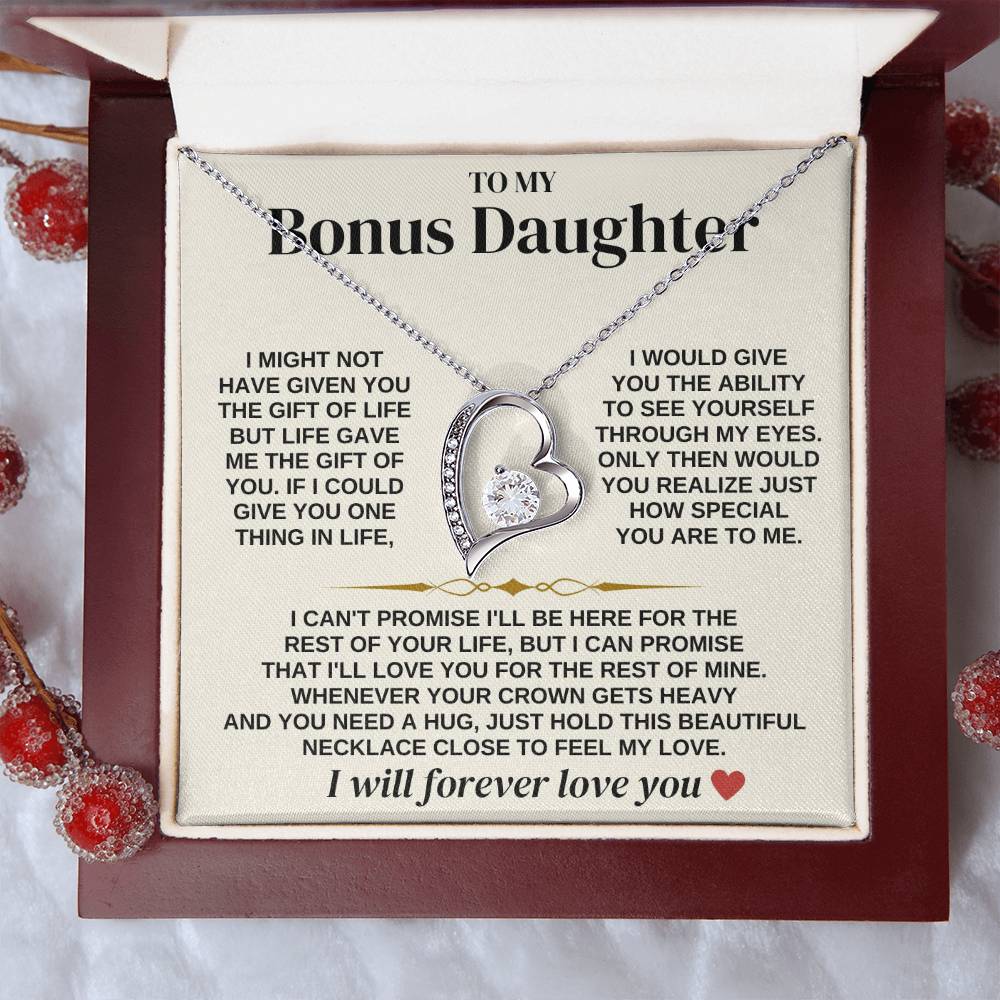 To My Bonus Daughter - Necklace Gift Set - Ss312 Forever Love Necklace