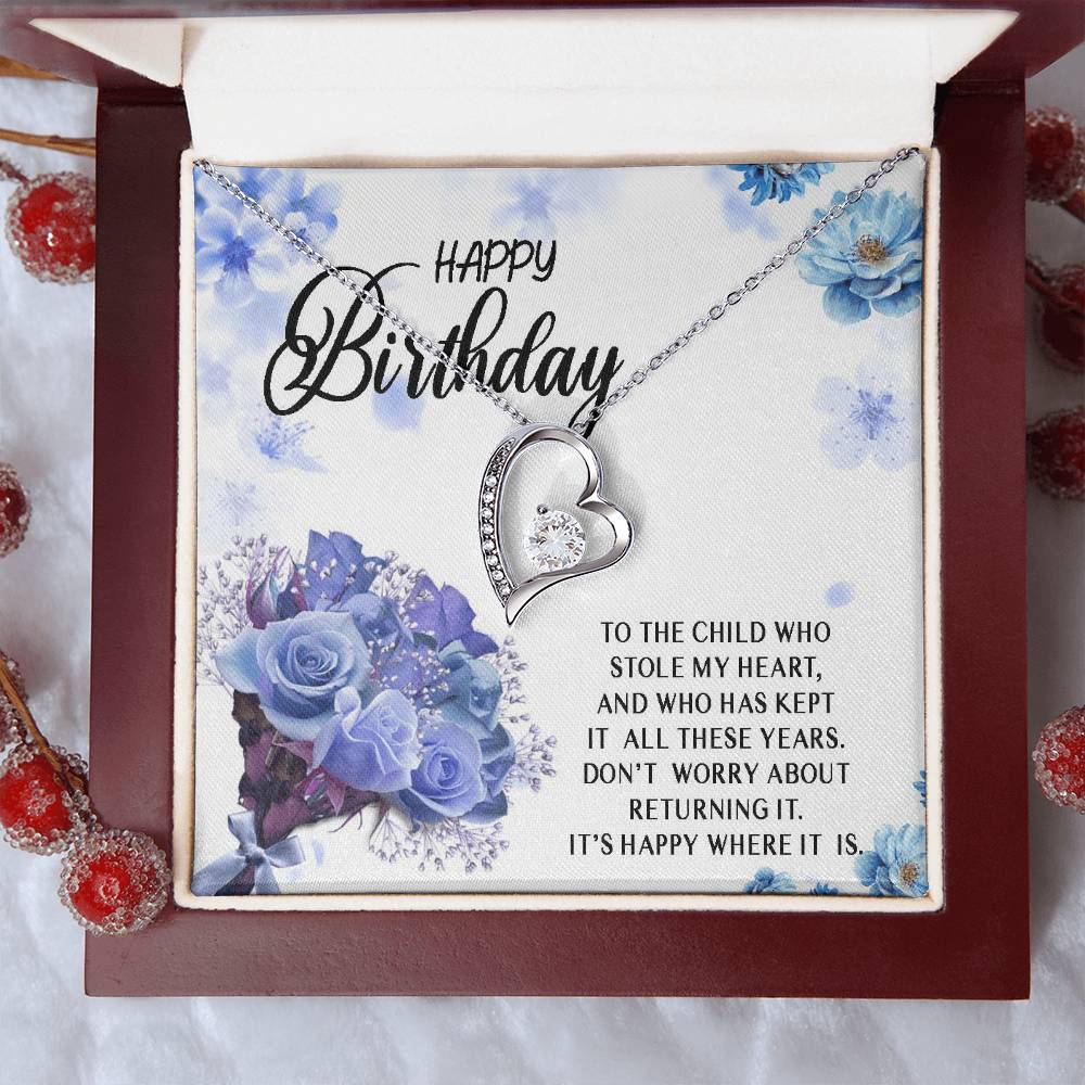 Happy Birthday Necklace Gift For Child Daughter Granddaughter From Mom Dad Grandma Grandpa Stole My Heart Forever Love Necklace