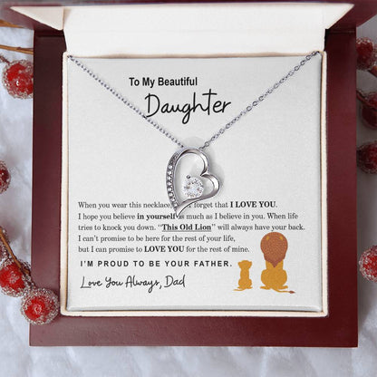 To My Beautiful Daughter Necklace, Daughter Gift From Dad, Father Daughter Gift, Christmas Gift, Unique Daughter Birthday Graduation Gift Forever Love Necklace