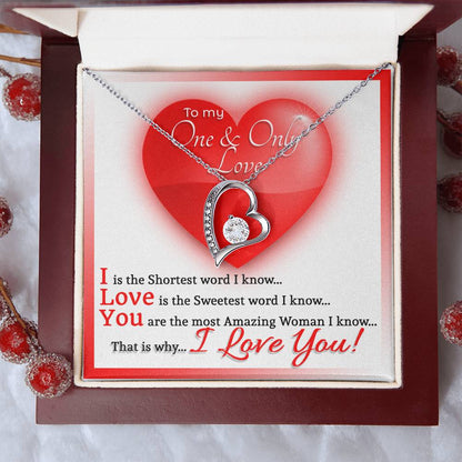 To My One And Only Love Heart Necklace Forever Love Necklace