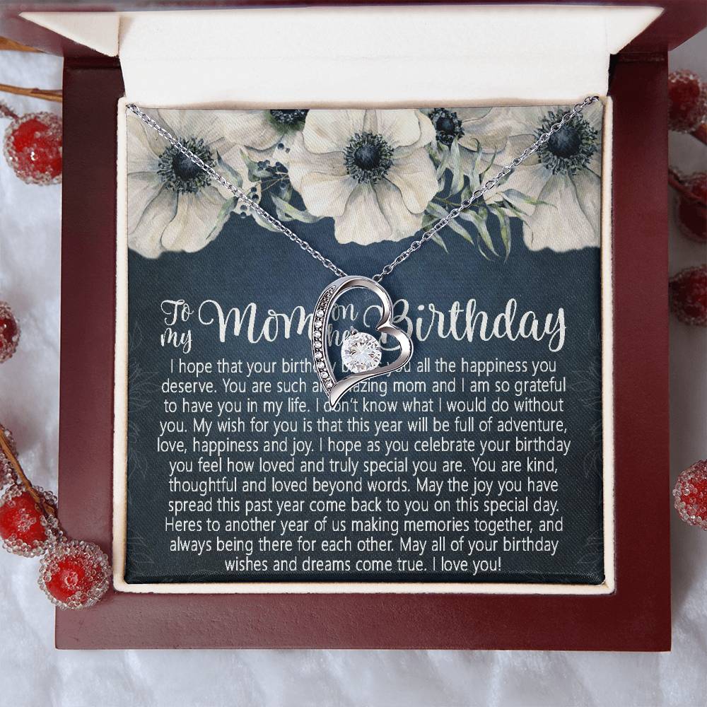 Mom Birthday Forever Love Necklace Gift Mom Birthday Jewelry Mom Necklace Or Bracelet Happy Birthday Mom Message Card Quote Cute Gift For Mom Forever Love Necklace